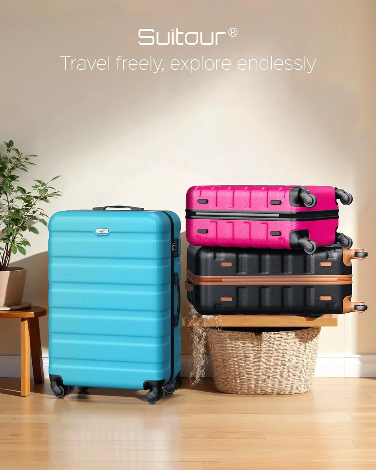 Suitour Luggage Sets 2 piece, Lightweight Luggage Set with Spinner Wheels, 19/27 inch Travel Suitcase Set