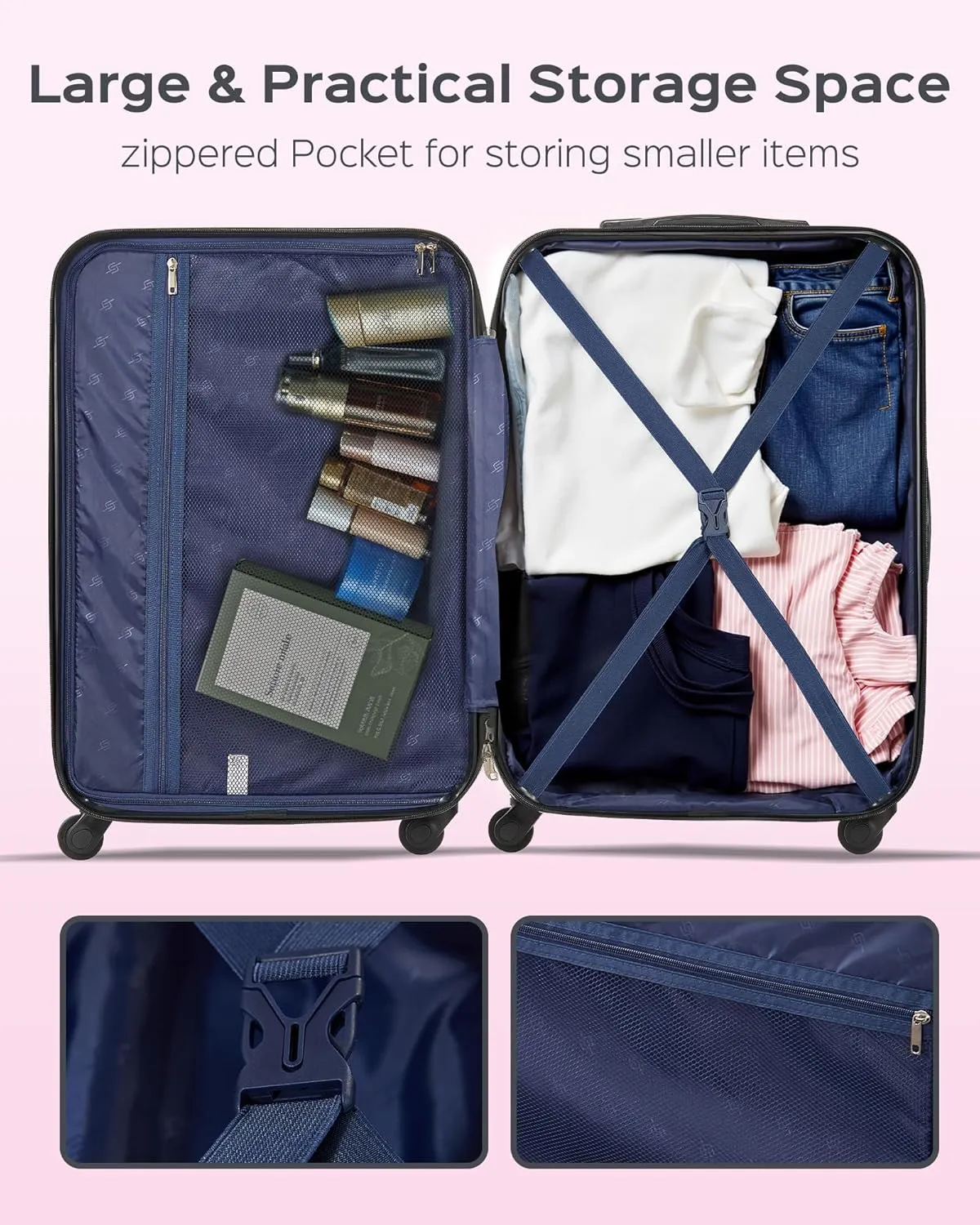 Suitour Luggage Sets 5 Piece Hardshell Suitcases with Spinner Wheels TSA Lock, Lightweight ABS Carry On Suitcase Set for Travel Business