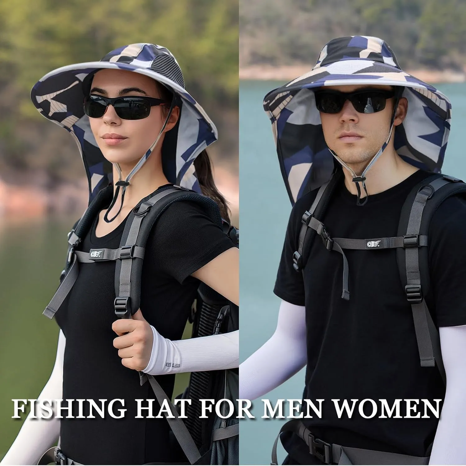 Sun Hat for Men Women with Neck Flap,UPF 50  UV Protective Hiking Fishing Hats,Wide Brim Sun Hat for Women&Men