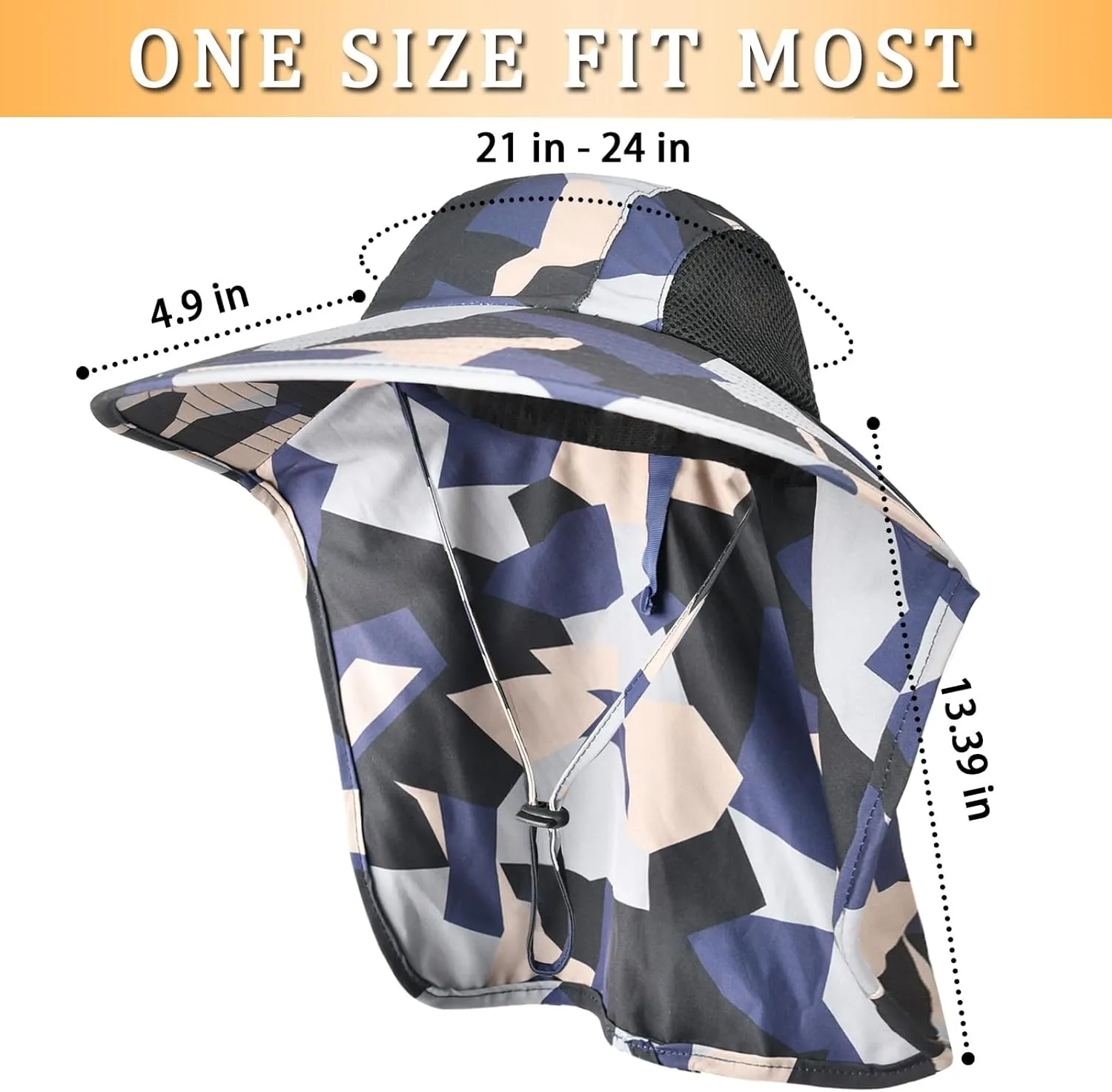 Sun Hat for Men Women with Neck Flap,UPF 50  UV Protective Hiking Fishing Hats,Wide Brim Sun Hat for Women&Men