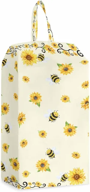 Sunflower Shoe Bags - Large Travel Golf Shoes Pouch Bags Storage Organizer Accessories with Zipper & Handle for Men,Women,Kids,Traveling,Gym,Sport,Yellow Bee Floral Spring Summer Country Pastoral