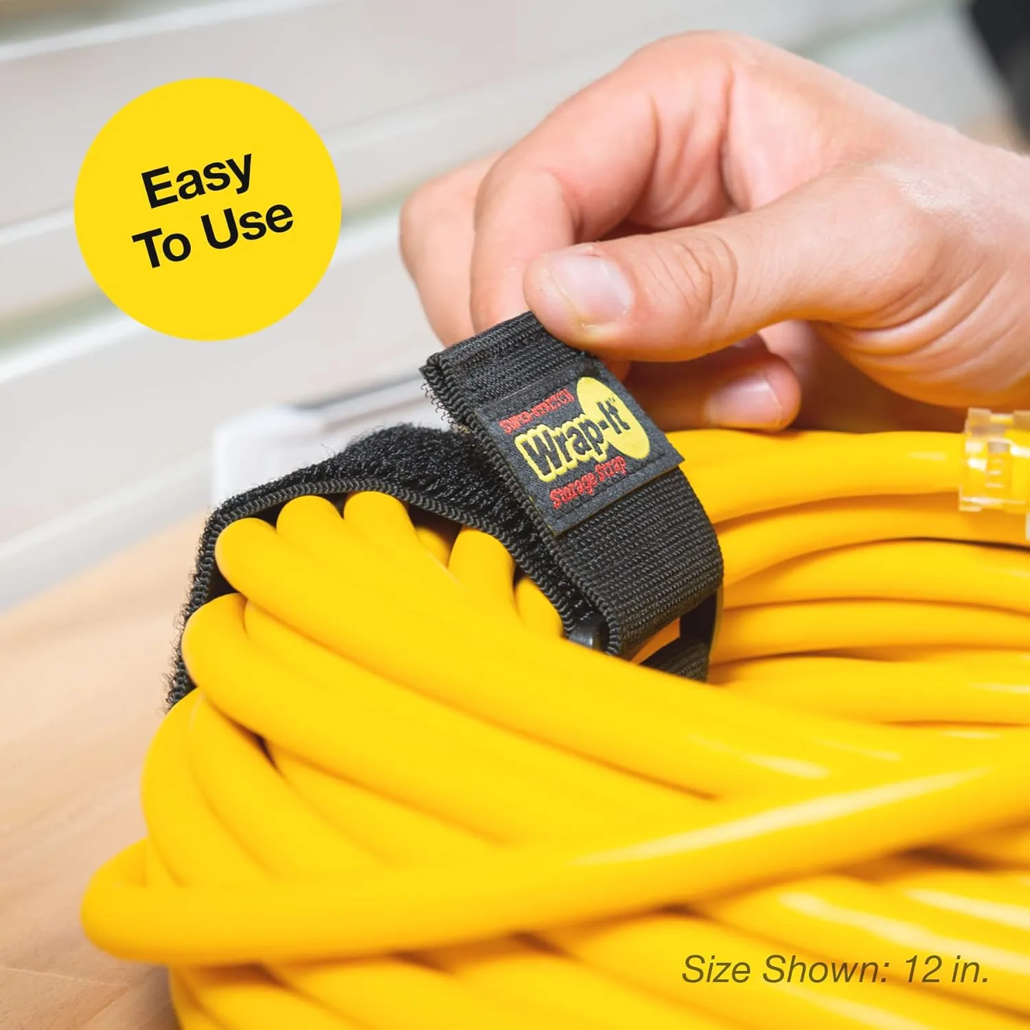 Super-Stretch Wrap-It Storage Straps - 12" (8 Pack) - Elastic Hook and Loop Cinch Straps