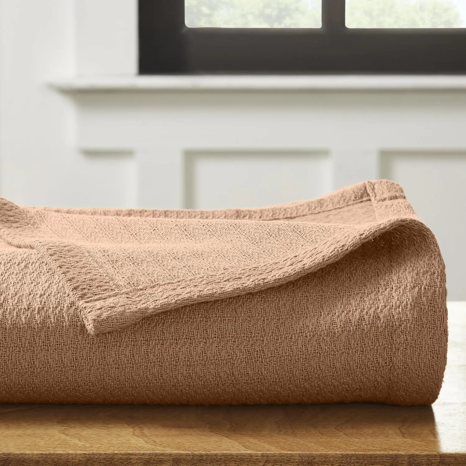 Superior Waffle Weave Cotton Blanket, Perfect for Bedroom, Living Room, Couch, Picnics, Travel, Beach, or Camping, Comfy Blanket, Bedroom Decor, Essentials, Honeycomb Knit, Full/Queen, Camel
