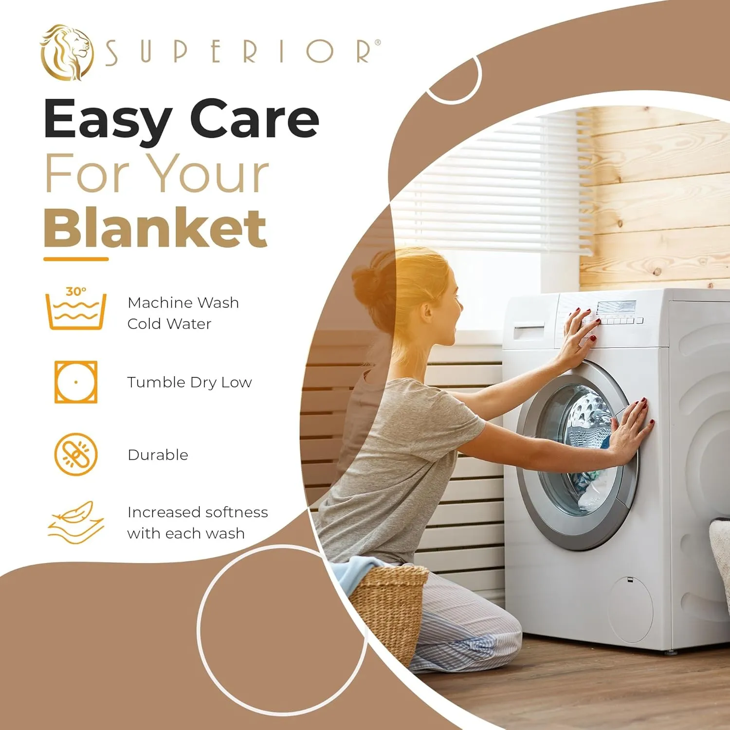 Superior Waffle Weave Cotton Blanket, Perfect for Bedroom, Living Room, Couch, Picnics, Travel, Beach, or Camping, Comfy Blanket, Bedroom Decor, Essentials, Honeycomb Knit, Full/Queen, Camel
