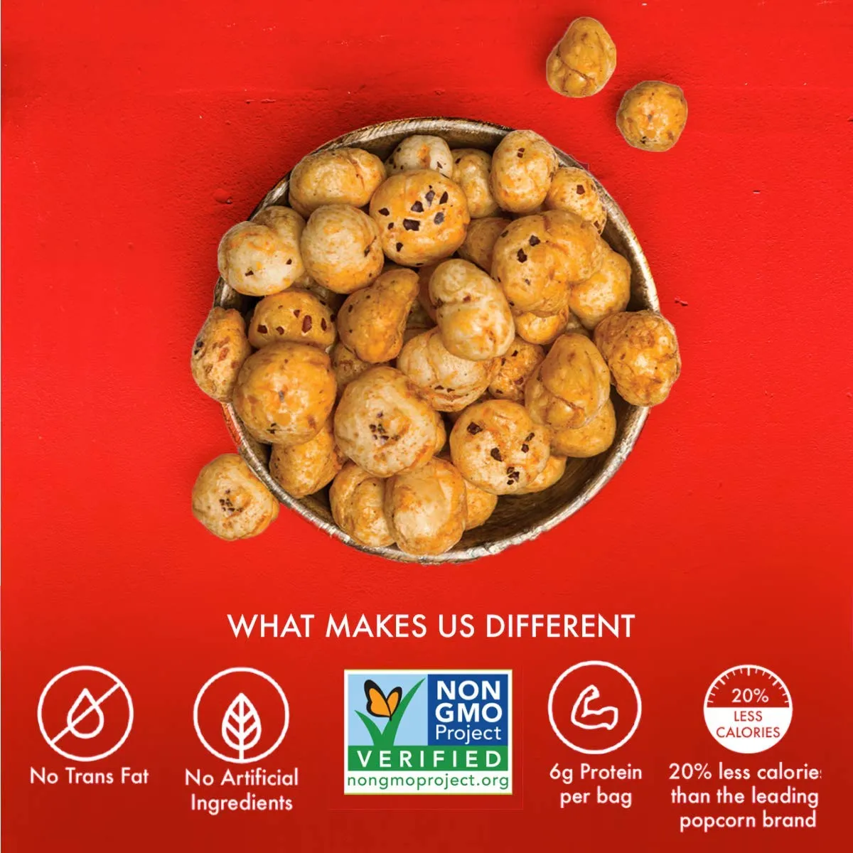 Taali Sriracha Spice Water Lily Pops (4-Pack) - Spicy Roasted Fox Nuts Makhana Snack | Crunchy Indian Healthy Snacks | Protein-rich, Gluten Free, Non GMO | 2.3 oz Multi-Serve Bags