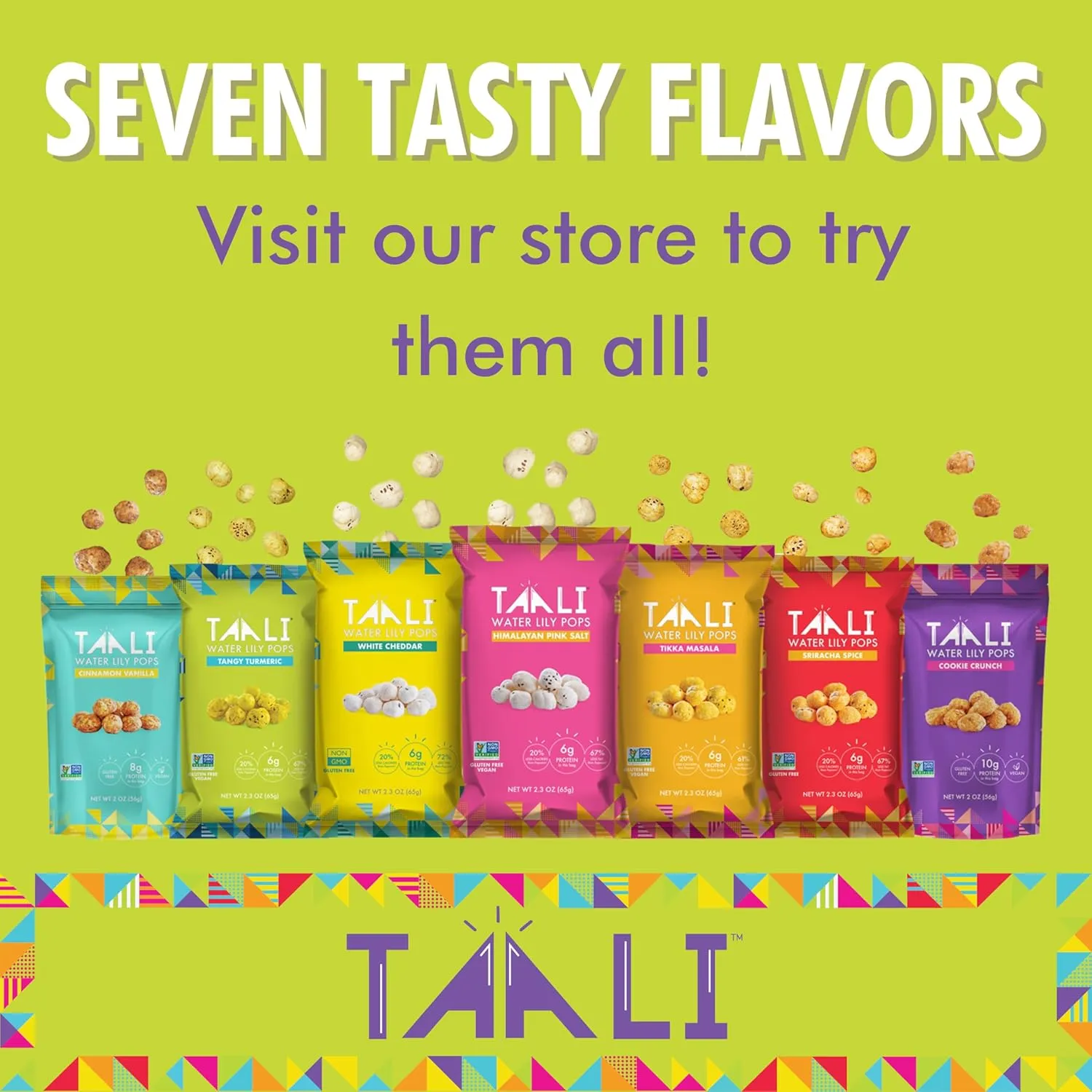 Taali Sriracha Spice Water Lily Pops (4-Pack) - Spicy Roasted Fox Nuts Makhana Snack | Crunchy Indian Healthy Snacks | Protein-rich, Gluten Free, Non GMO | 2.3 oz Multi-Serve Bags