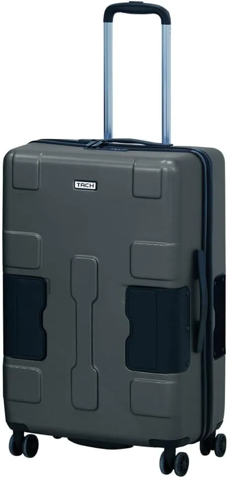 Tach V3.1 Hard Shell Carry On Luggage 20 inch | Carry on Luggage with Spinner Wheels & Patented Built-In Connecting System | One Piece Rolling Suitcase Links 9 Bags At Once (Grey)