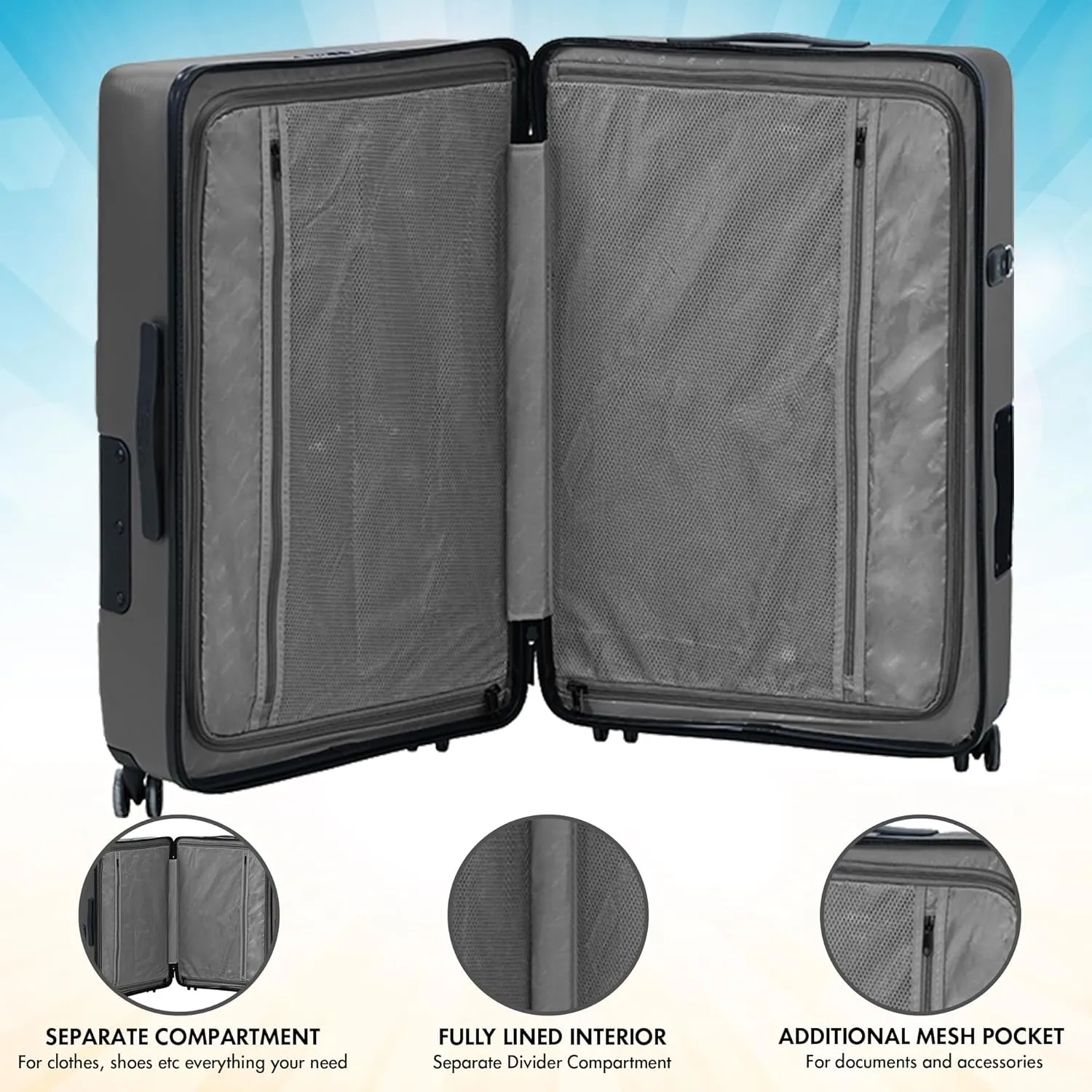 Tach V3.1 Hard Shell Carry On Luggage 20 inch | Carry on Luggage with Spinner Wheels & Patented Built-In Connecting System | One Piece Rolling Suitcase Links 9 Bags At Once (Grey)