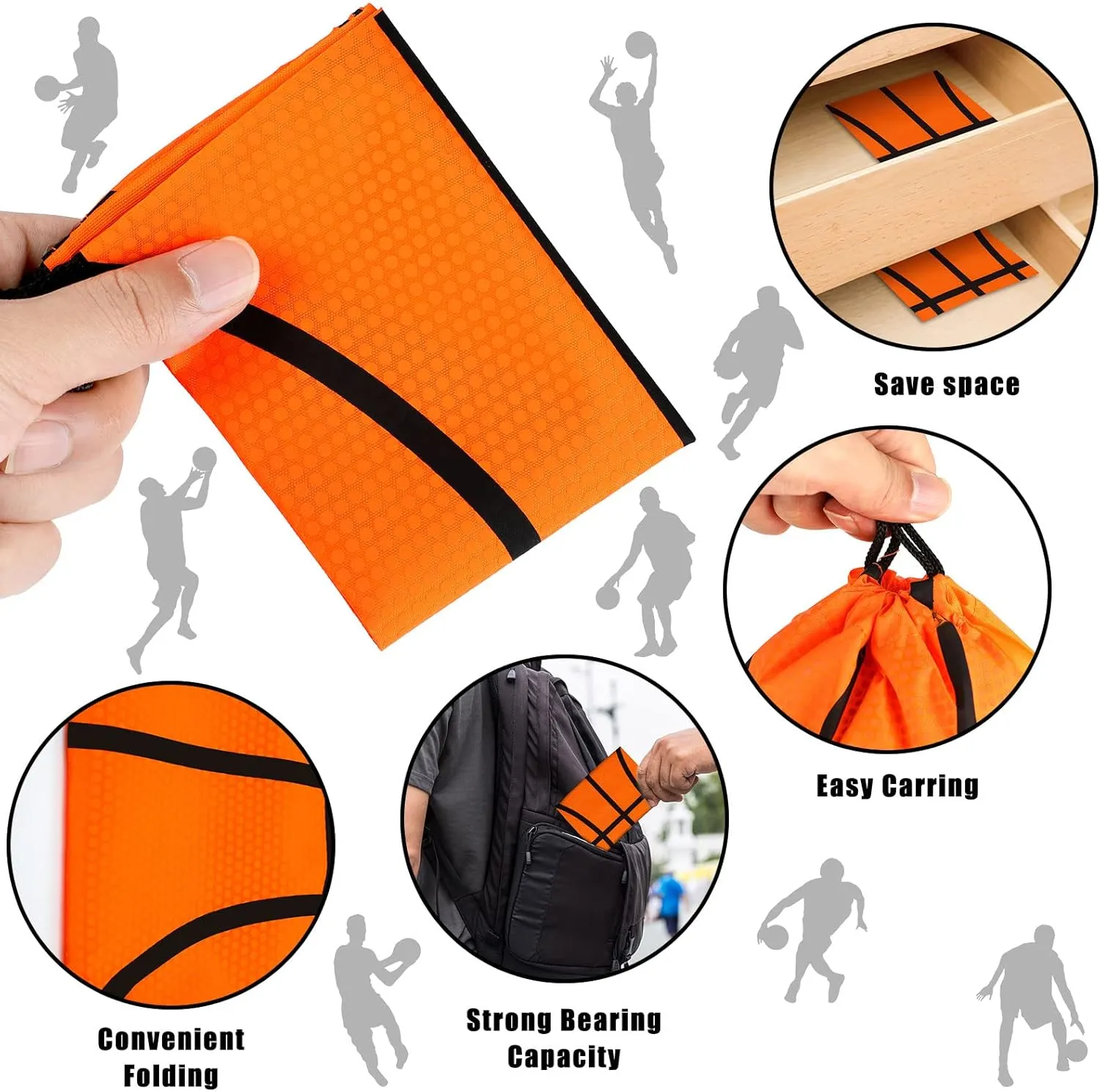 Tanlade 24 Pcs Sport Drawstring Bags Cinch Sack Candy Drawstring Bag Sport Party Goodie Favor Bags Supplies Gifts for Sports Party Men Women (Basketball,7 x 10 Inch)