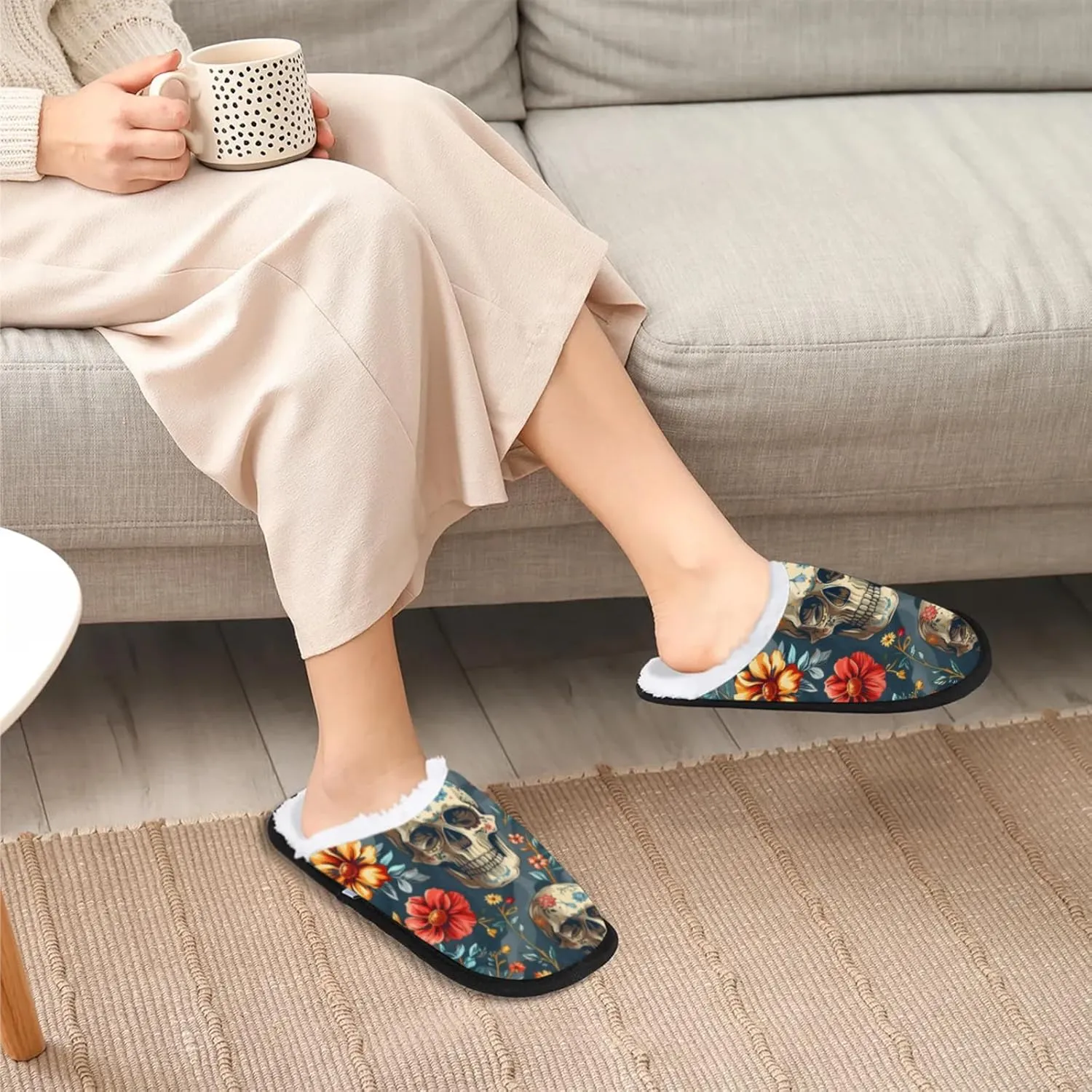 Tavisto Cozy Travel Slippers for Women Men, Non-Slip Sole Fleece Lining Washable House Shoes