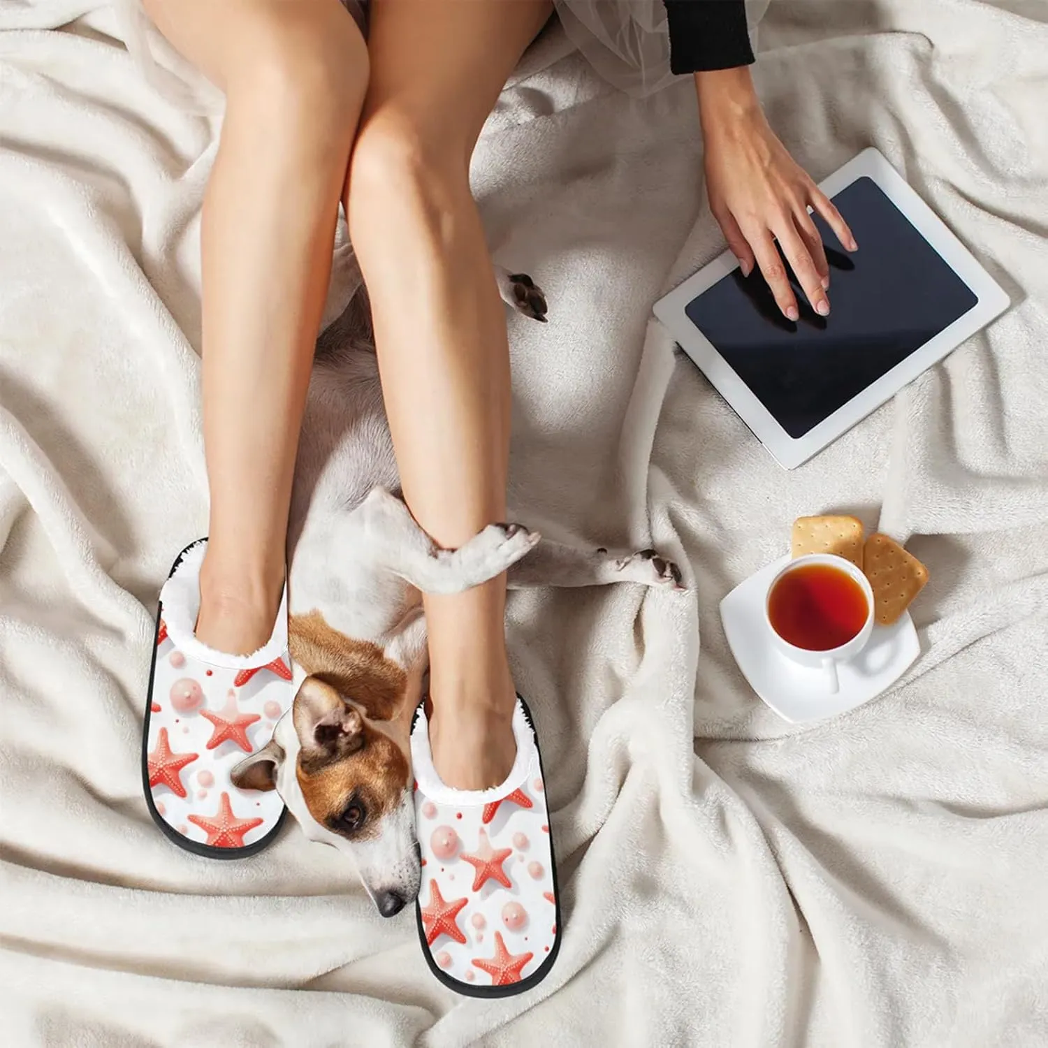 Tavisto Cozy Travel Slippers for Women Men, Non-Slip Sole Fleece Lining Washable House Shoes