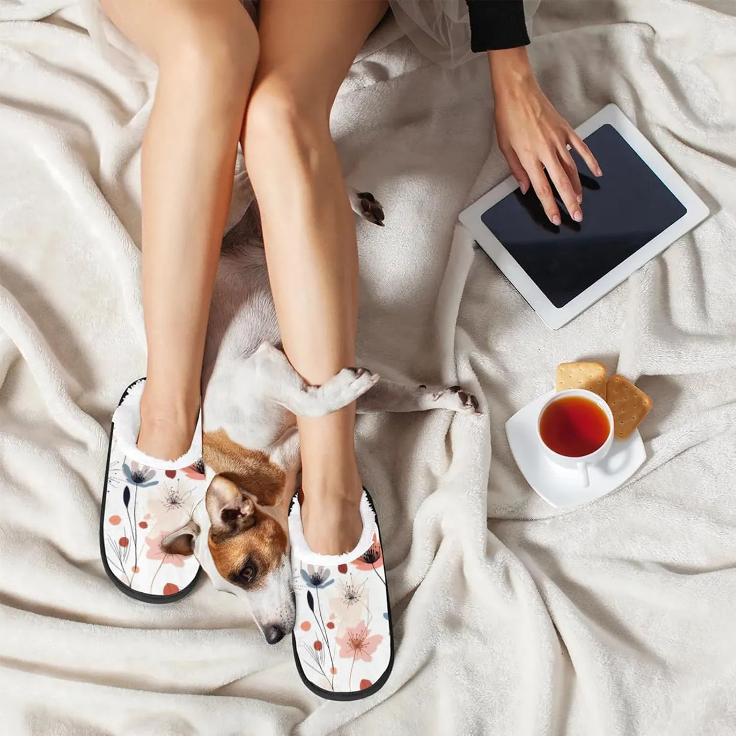 Tavisto Cozy Travel Slippers for Women Men, Non-Slip Sole Fleece Lining Washable House Shoes
