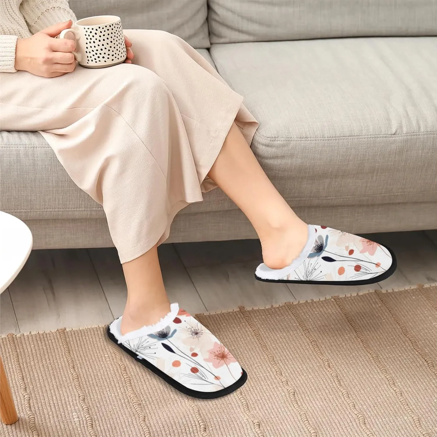 Tavisto Cozy Travel Slippers for Women Men, Non-Slip Sole Fleece Lining Washable House Shoes