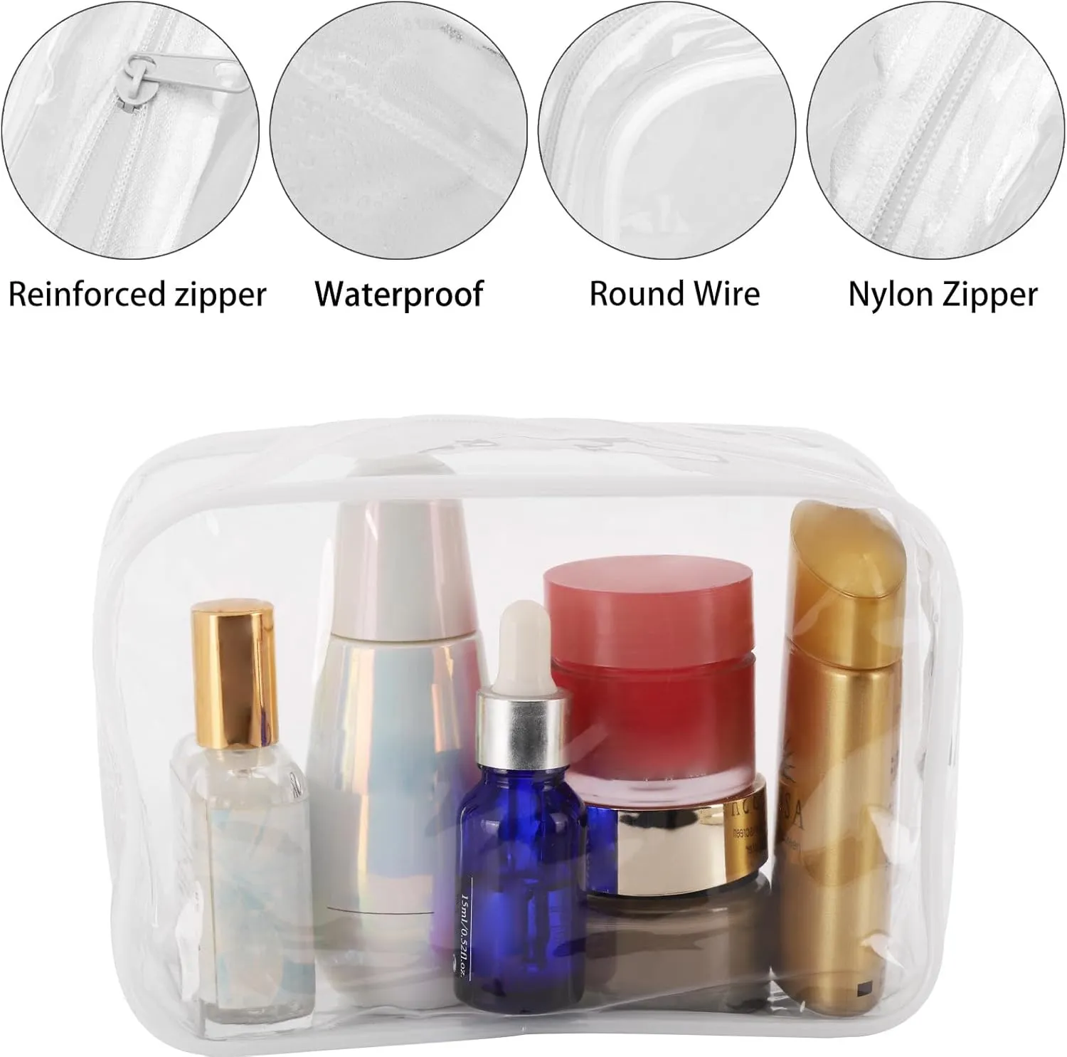 Tbestmax 10 Pack Clear Cosmetic Bags Makeup Bags Portable Waterproof TSA Approved Travel Toiletry Bags Organizer
