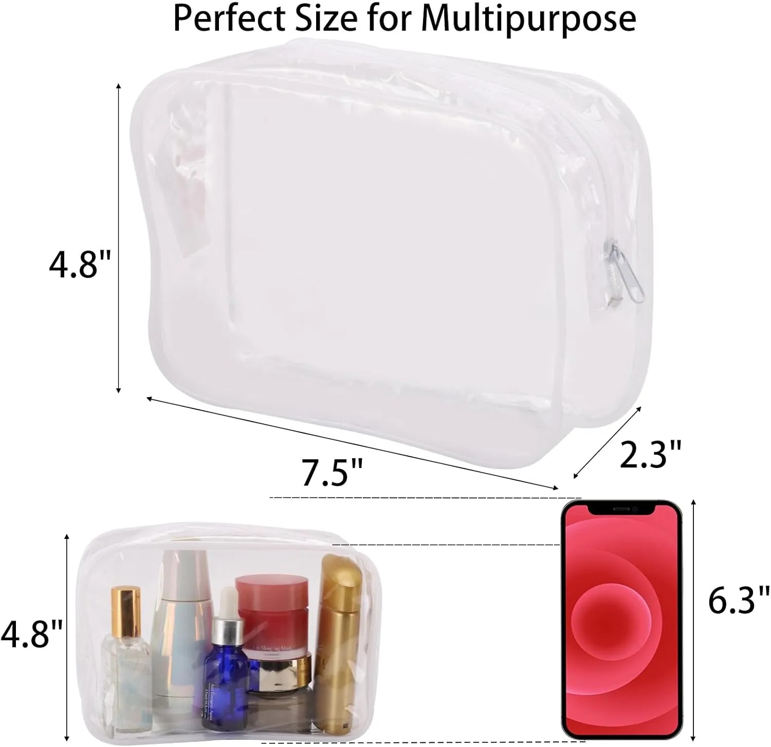 Tbestmax 10 Pack Clear Cosmetic Bags Makeup Bags Portable Waterproof TSA Approved Travel Toiletry Bags Organizer