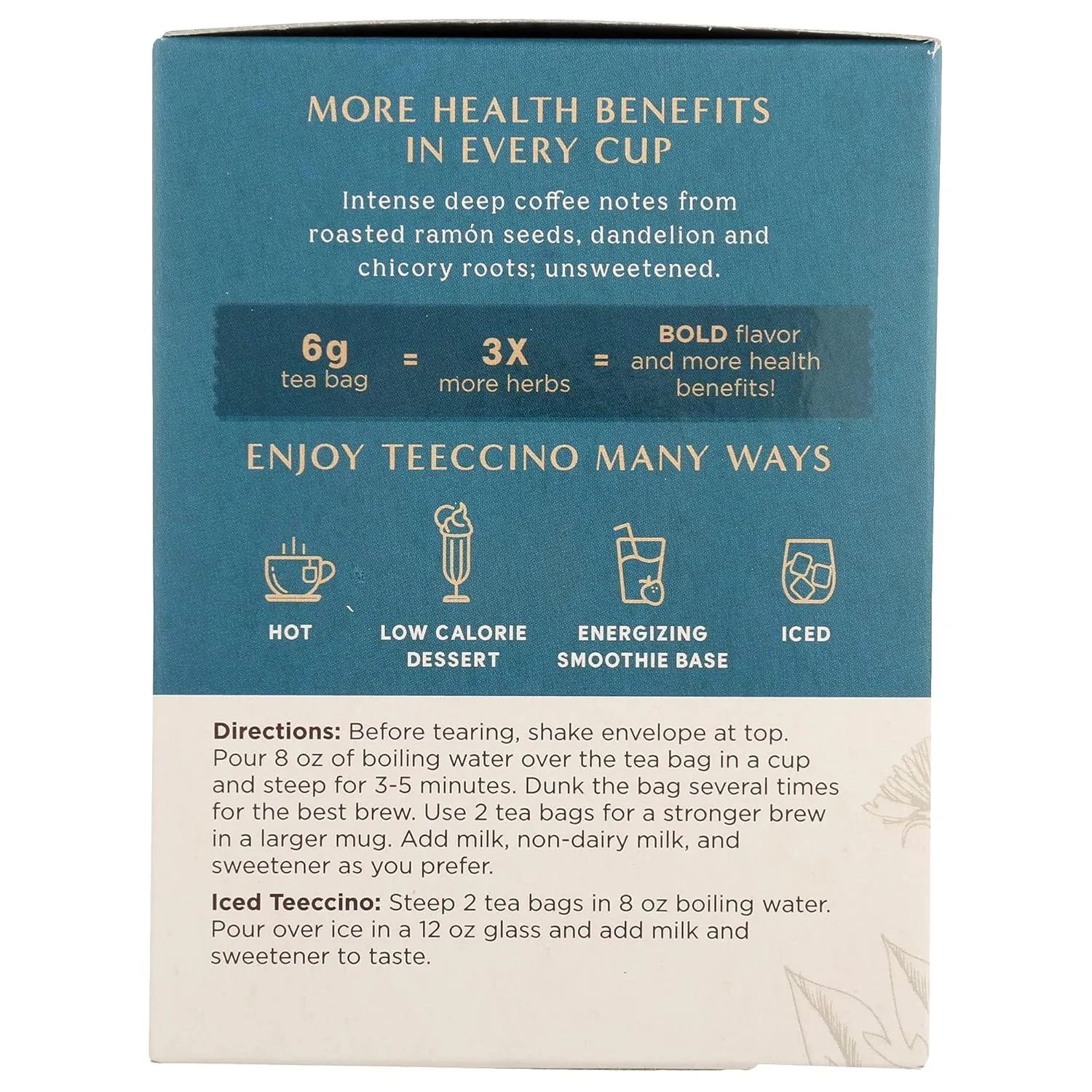 Teeccino Dandelion Tea – Dark Roast – Rich & Roasted Herbal Tea That’s Caffeine Free & Prebiotic with Detoxifying Dandelion Root, 10 Tea Bags (Pack of 4)