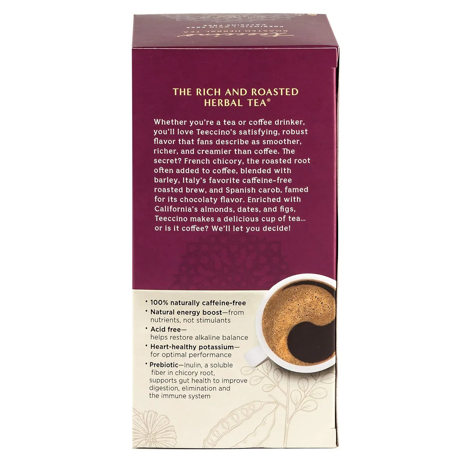 Teeccino Mocha Herbal Tea - Rich & Roasted Herbal Tea That’s Caffeine Free & Prebiotic for Natural Energy, 25 Tea Bags (Pack of 3)