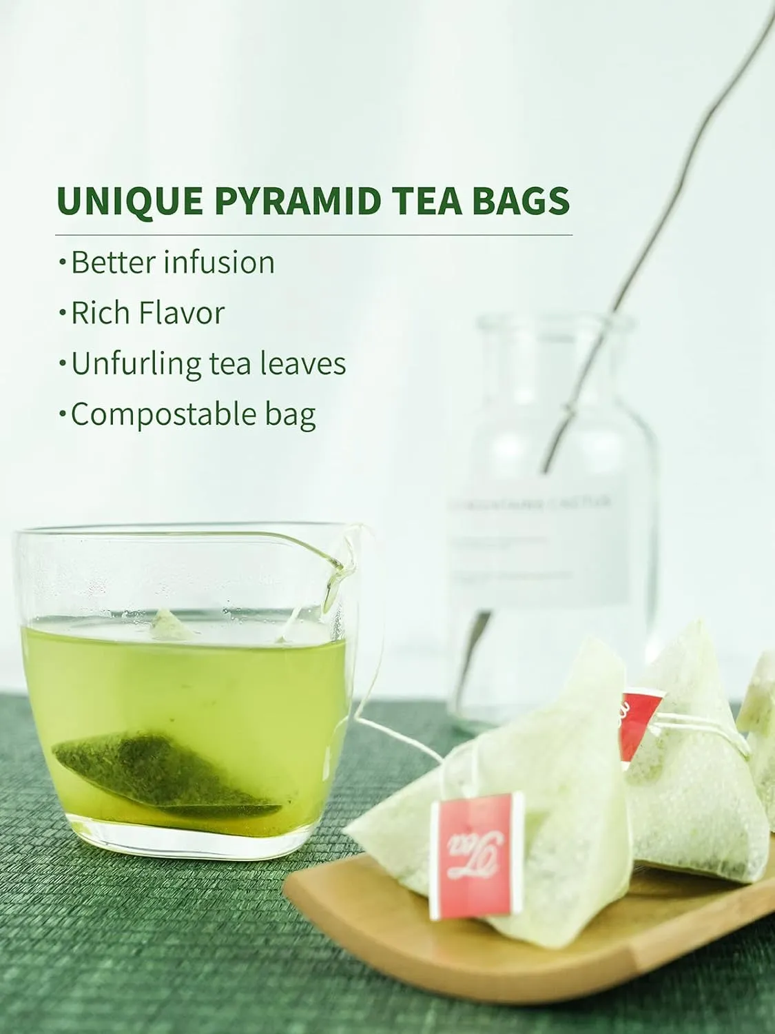 TeeLux Matcha Green Tea Bags, Classic Premium Japanese Matcha   Sencha Green Tea, Super Antioxidant, Zero Calories, Caffeinated, 100 Count