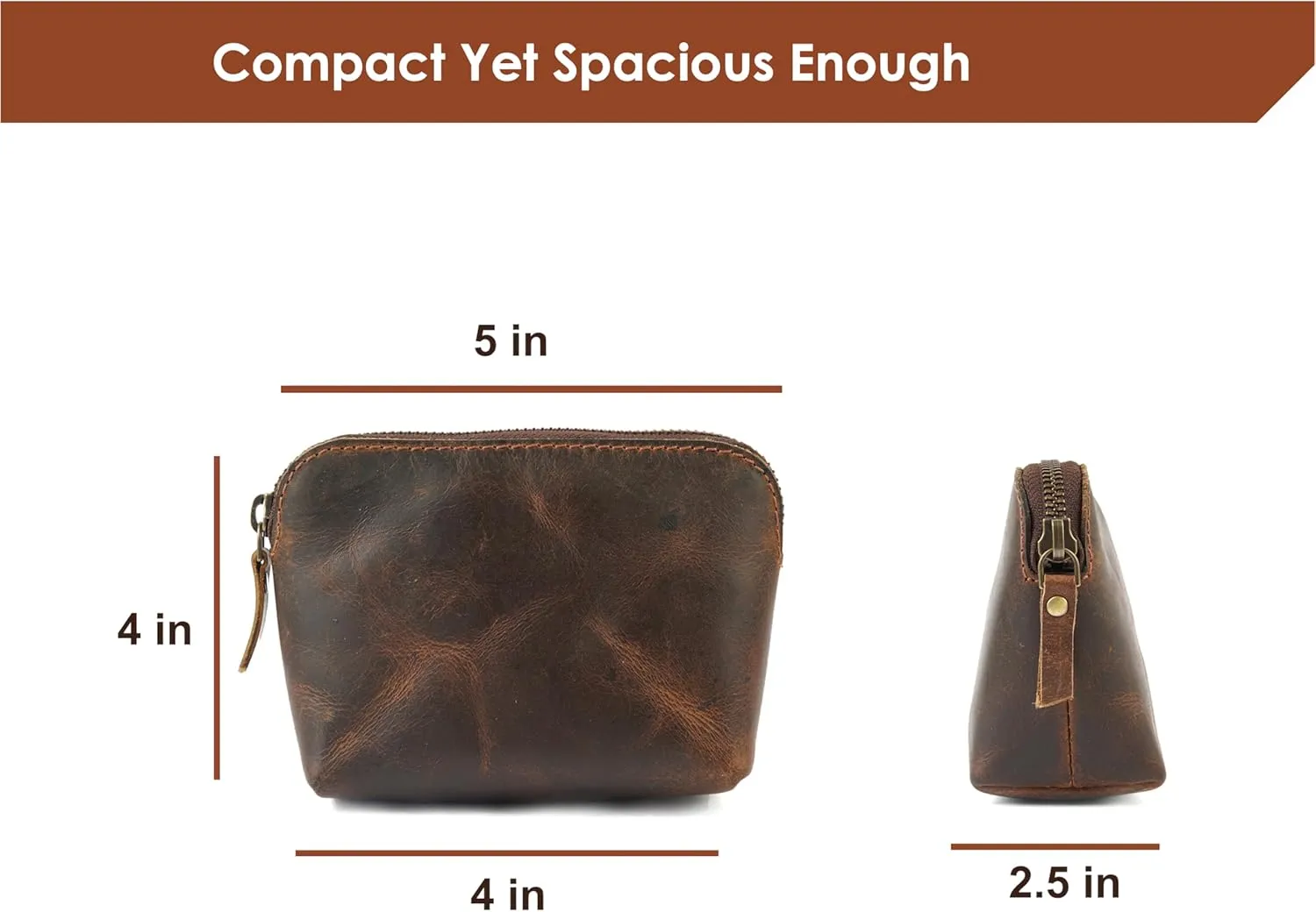 The Antiq Leather Cosmetic Bags Make Up Bags for Women - Handmade Makeup Case Small Makeup Bags Jewelry Coin Pouch, Toiletry Bag for Men, Travel Cosmetic Pouch For Purse