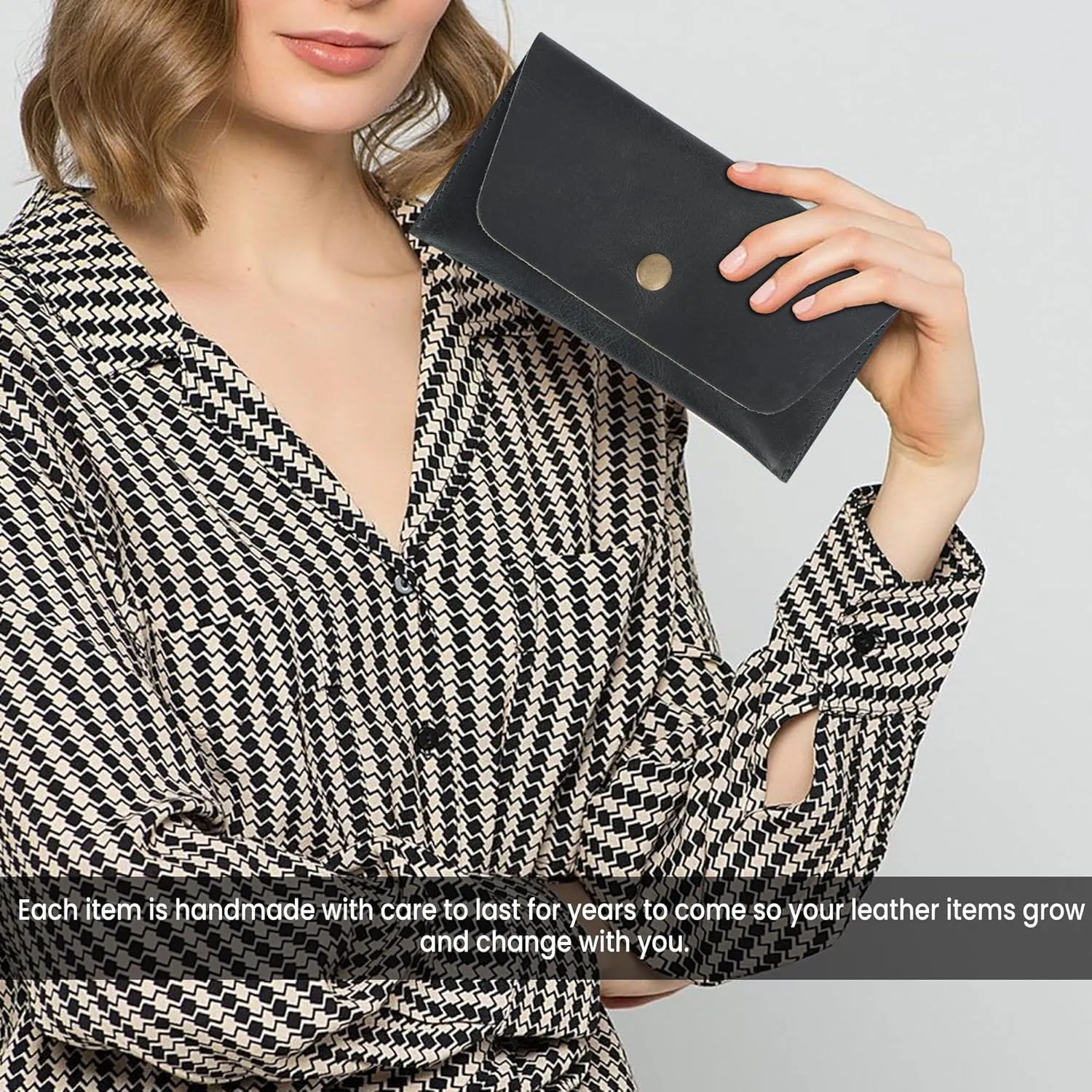 The Antiq Leather Currency Pouch Dollar Bills Organiser Handmade Travel Wallet Utility Money Pouch Cash Currency Envelope- Black