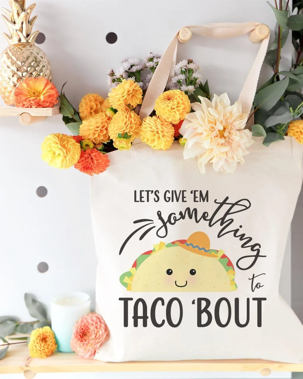 The Cotton & Canvas Co. Food Pun Reusable Grocery Bag and Farmers Market Tote Bag