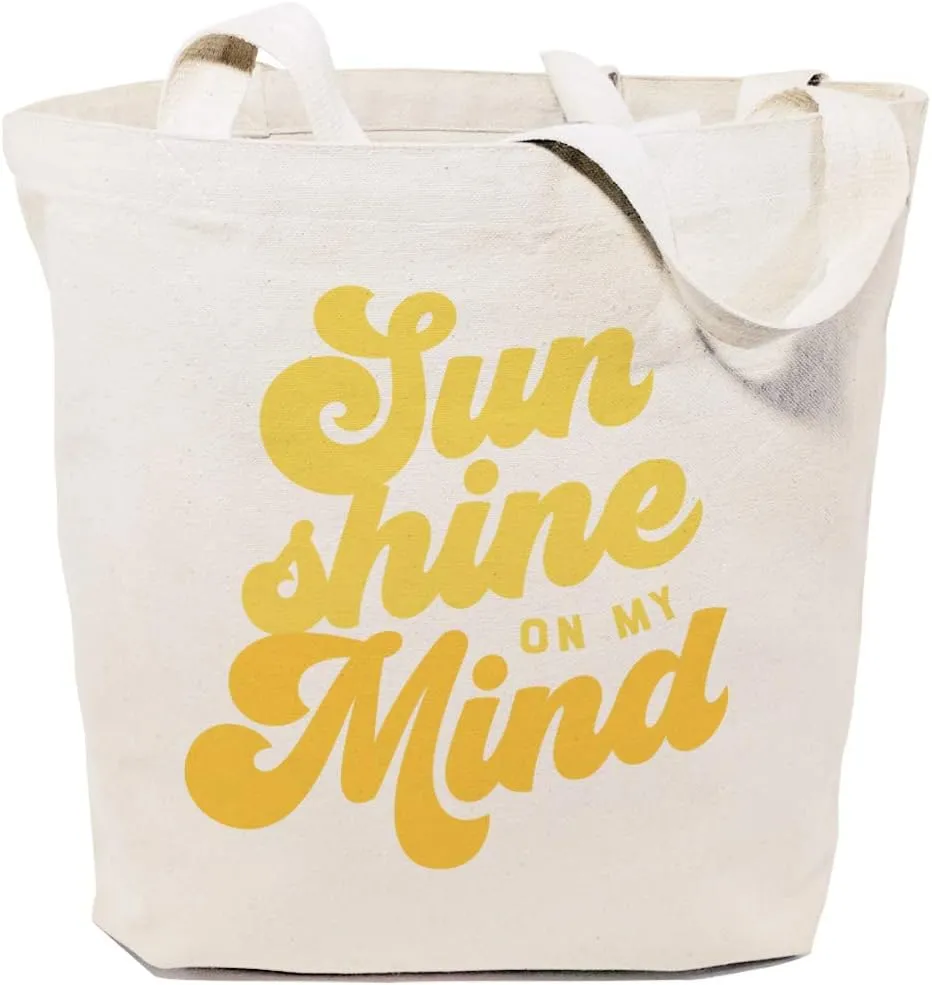 The Cotton & Canvas Co. Sun Shine on My Mind Summer Beach Bag, Swim Bag, Shopping and Travel Reusable Shoulder Tote and Handbag