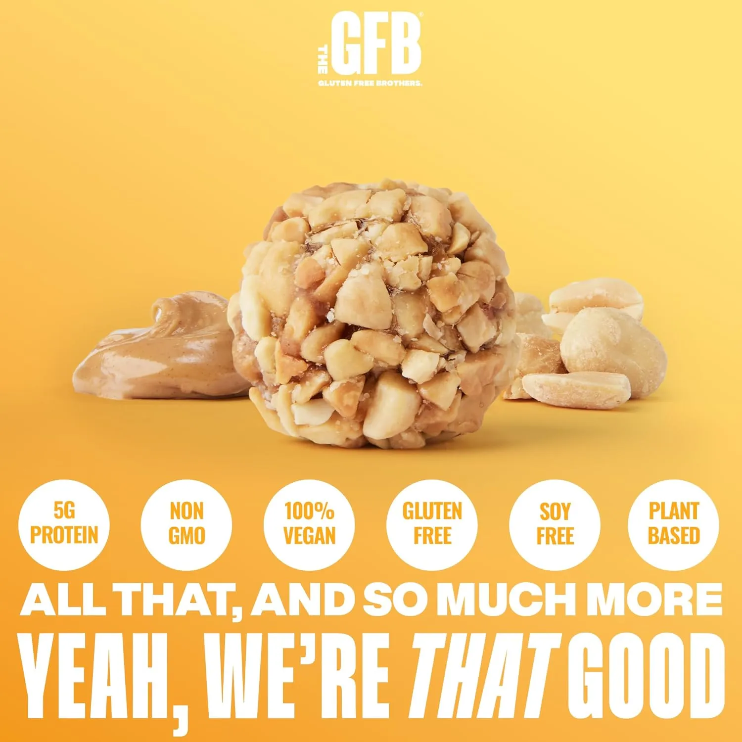 The Gluten Free Brothers Peanut Butter Bites - Gluten Free Protein Balls – Non GMO, Soy Free, Vegan – Snack Size Plant Based Protein Energy Balls, 4 oz (6 Count)