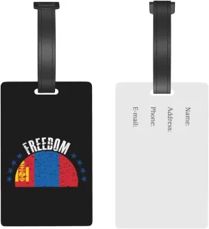 The Mongolia Flag and Freedom Luggage Tags for Suitcases Travel Tags ID Labels for Women Men Travel Bag Luggage Accessories
