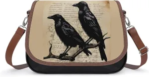 The Raven Vintage Gothic Rustic Crossbody Shoulder Messenger Women Bag Pu Leather Office Work Business for Handbag Crossbody Bag