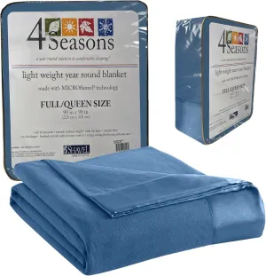 Thermee Micro Flannel Full/Queen Size Blankets, Lightweight All Seasons Cozy Blanket, Throw Blankets for Home and Living Room, Comfy & Soft Blanket for Couch, Machine Wash, No Pilling – Country Blue