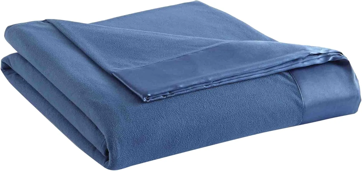 Thermee Micro Flannel Full/Queen Size Blankets, Lightweight All Seasons Cozy Blanket, Throw Blankets for Home and Living Room, Comfy & Soft Blanket for Couch, Machine Wash, No Pilling – Country Blue