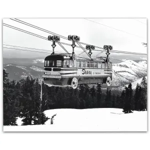 Timberline Ski Gondola Vintage Ski Lift Photo 18x24 Unframed Poster- Retro Black & White Winter Scene, Ski Resort & Lodge Decor, Rustic Alpine Cabin Art, Historical 1950s Aerial Tram & Cable Car Image