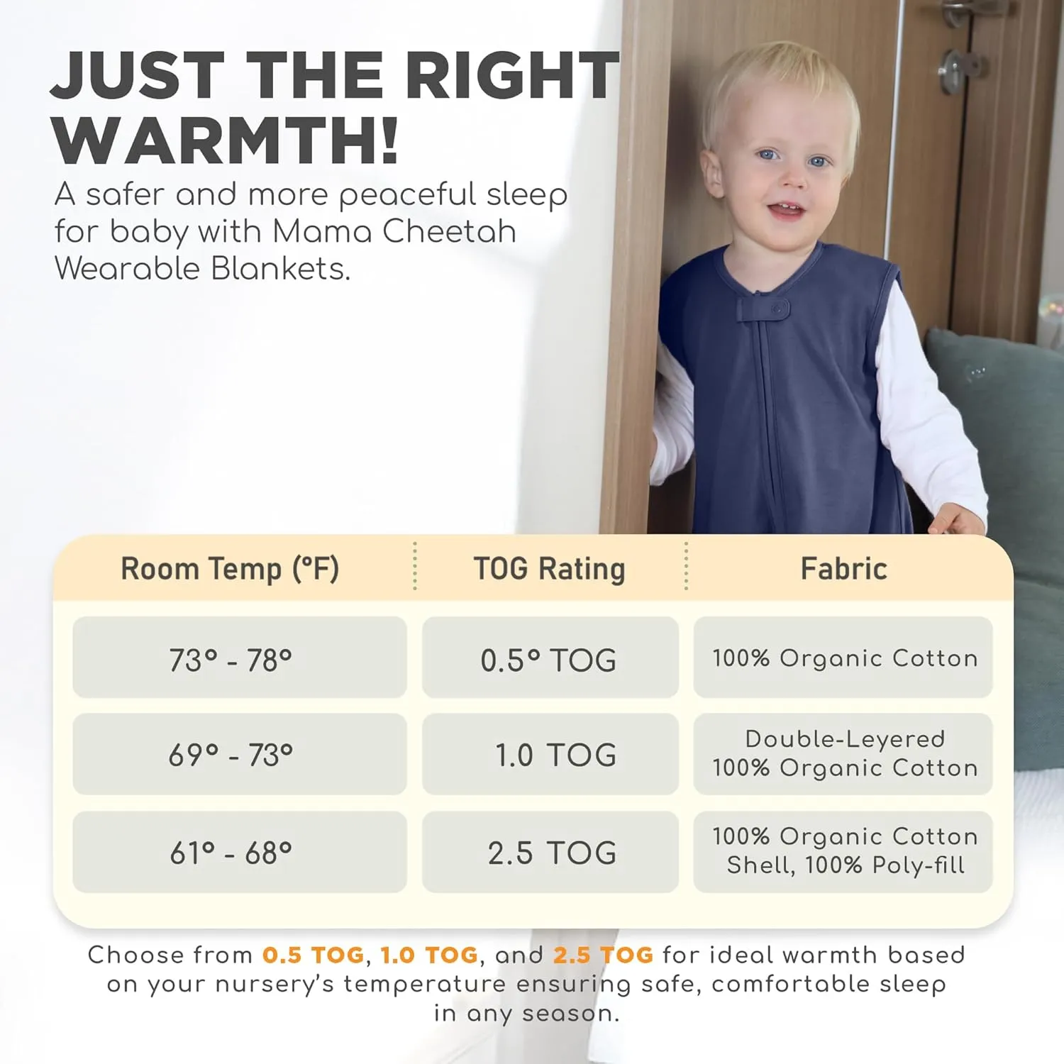 Toddler Sleep Sack with Feet, 0.5 TOG Organic Cotton Baby Sleeping Bag with Legs, Baby Wearable Blankets for Walkers w/ 2-Way Zipper, Baby Sleep Sack for Girls & Boys, Early Walker 18-36 Month