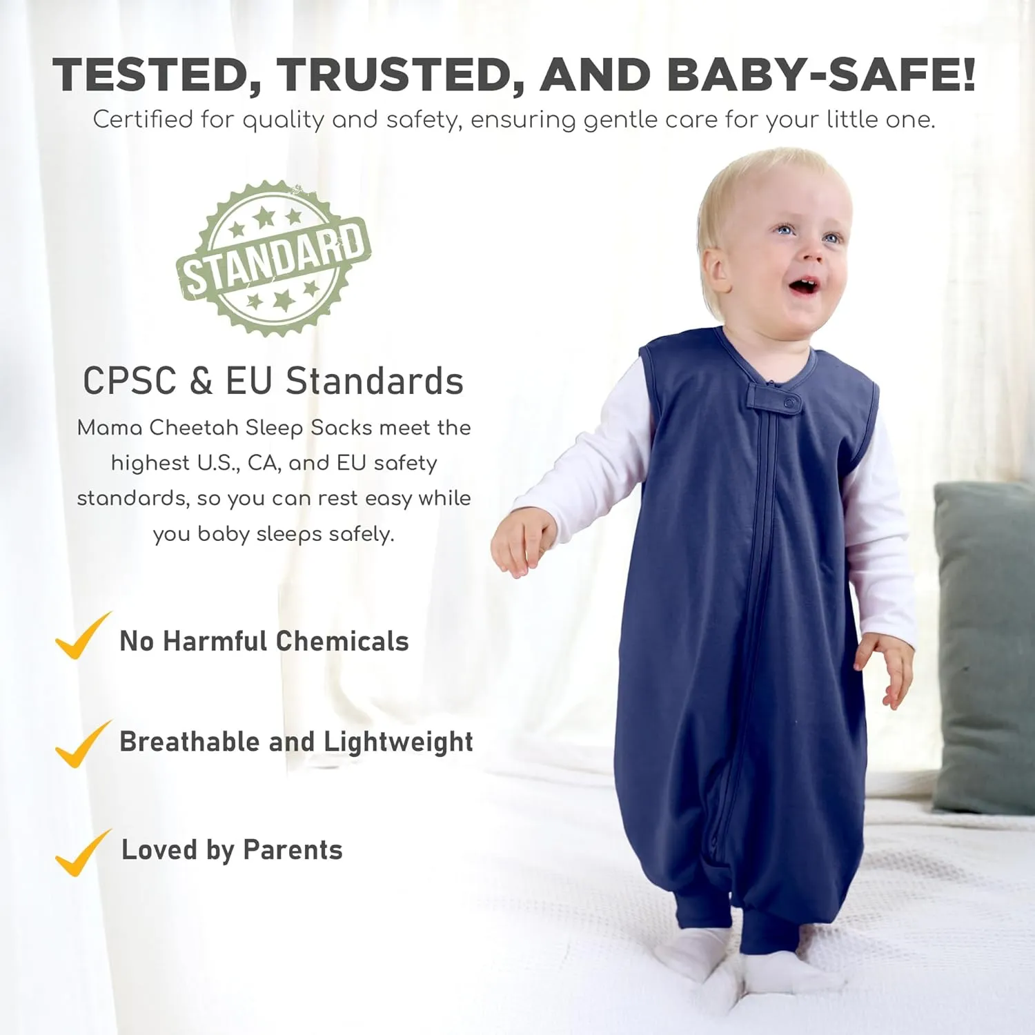 Toddler Sleep Sack with Feet, 0.5 TOG Organic Cotton Baby Sleeping Bag with Legs, Baby Wearable Blankets for Walkers w/ 2-Way Zipper, Baby Sleep Sack for Girls & Boys, Early Walker 18-36 Month