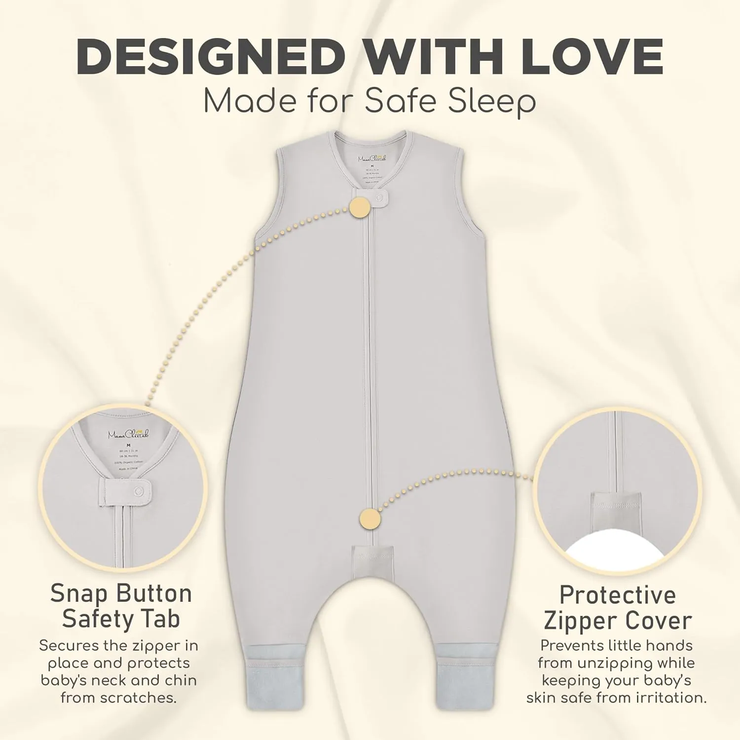 Toddler Sleep Sack with Feet, 0.5 TOG Organic Cotton Baby Sleeping Bag with Legs, Baby Wearable Blankets for Walkers w/ 2-Way Zipper, Baby Sleep Sack for Girls & Boys, Early Walker 18-36 Month
