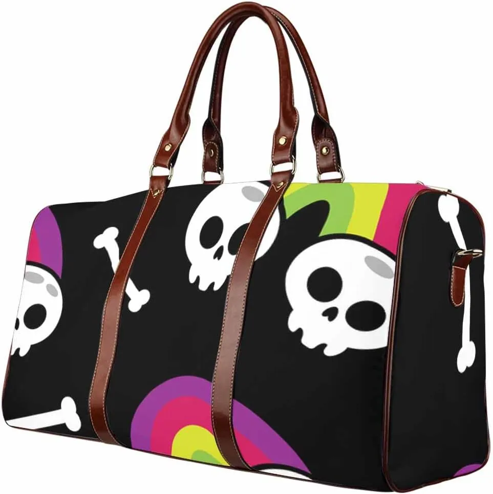 Toiletries Travel Bag Skull Rainbow And Bones Personal Item Sports Gym Bag Water Resistant Weekender Overnight Bags For Women(Type-3,18.62"x 8.5"x 9.65")