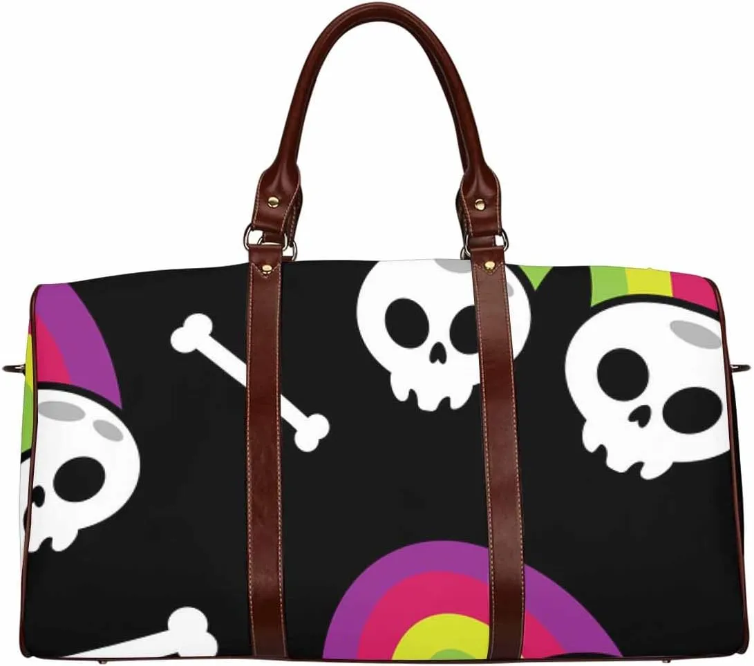 Toiletries Travel Bag Skull Rainbow And Bones Personal Item Sports Gym Bag Water Resistant Weekender Overnight Bags For Women(Type-3,18.62"x 8.5"x 9.65")