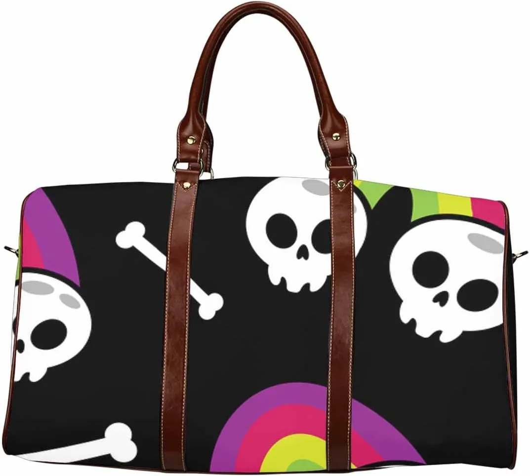 Toiletries Travel Bag Skull Rainbow And Bones Personal Item Sports Gym Bag Water Resistant Weekender Overnight Bags For Women(Type-3,18.62"x 8.5"x 9.65")