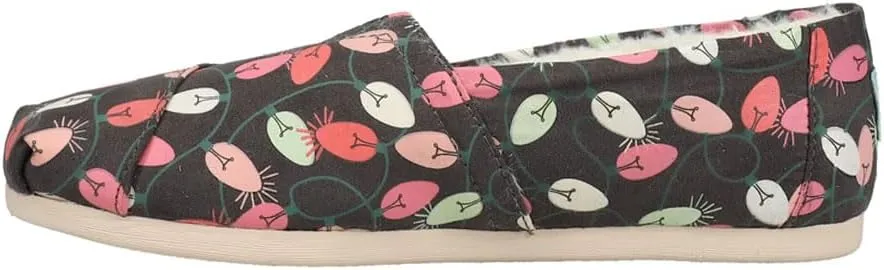 TOMS Womens Alpargata Christmas Lights Cozy Slip On Flats Casual - Black, Multi