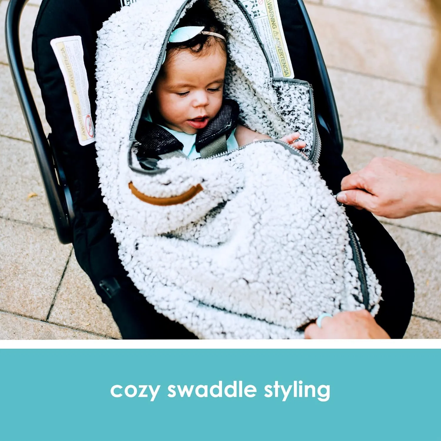 Tomy Cole Bundle Me Winter Baby Car Seat Cover and Bunting Bag - Sherpa Lined Baby Carrier Cover - Winter Car Seat Covers - Cozy Gray