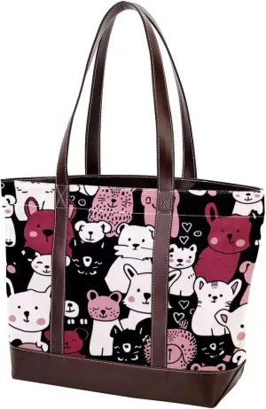 Tote Bag for Women, Large Tote Bags for Women, Women's Tote Handbags, Sheep Cat Dog Cartoon Animal, Totes for Women