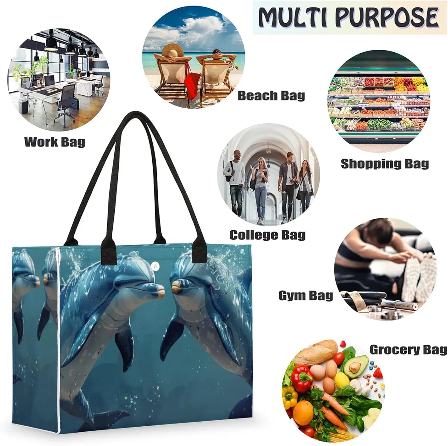 Tote Bag for Women Reusable Canvas Shoulder Bag