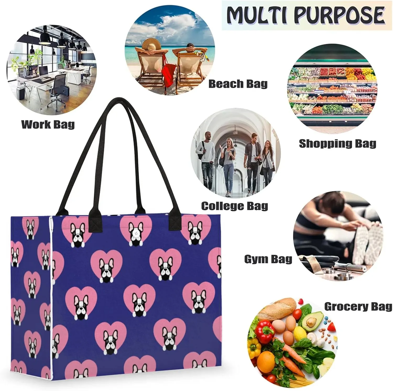 Tote Bag for Women Reusable Canvas Shoulder Bag