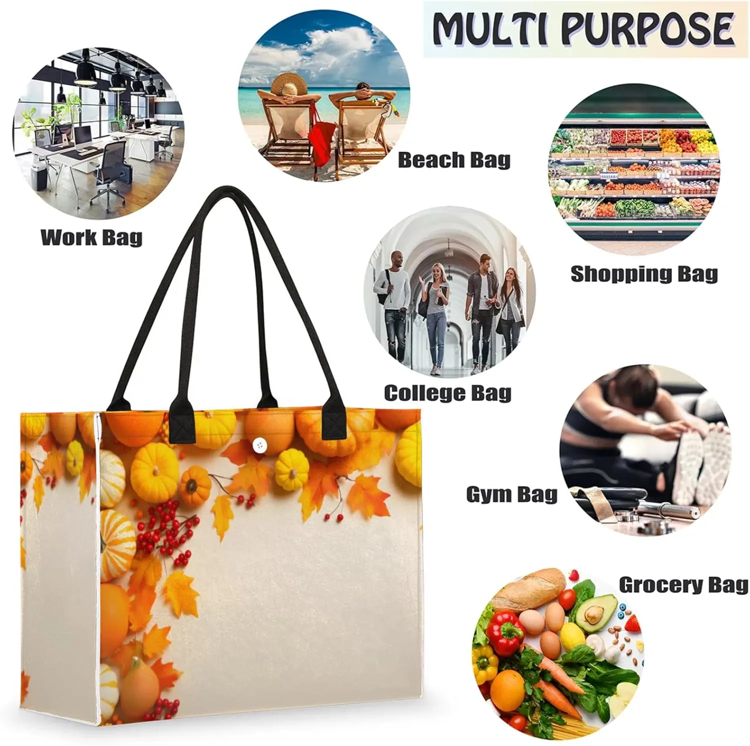 Tote Bag for Women Reusable Canvas Shoulder Bag