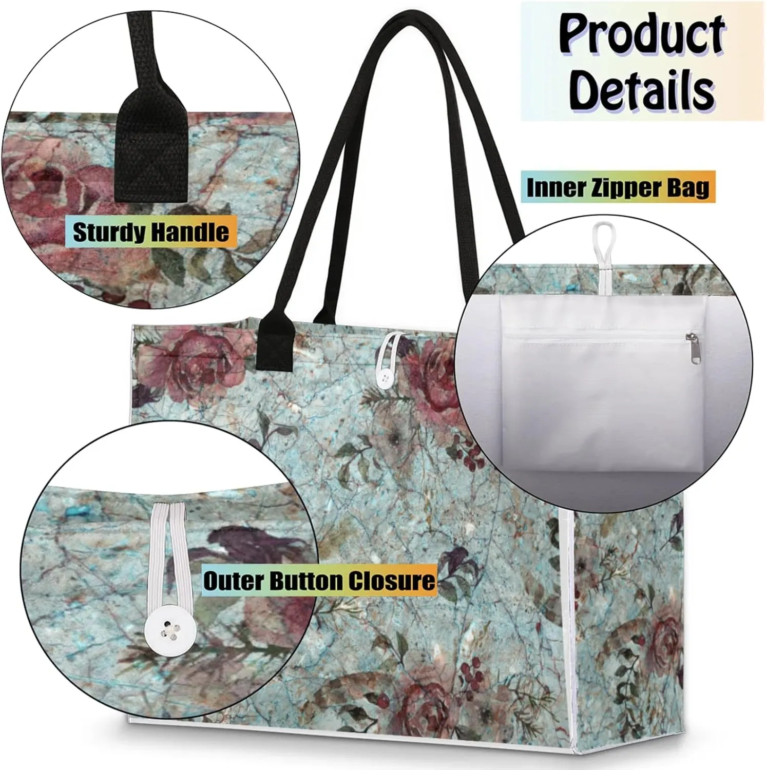 Tote Bag for Women Reusable Canvas Shoulder Bag