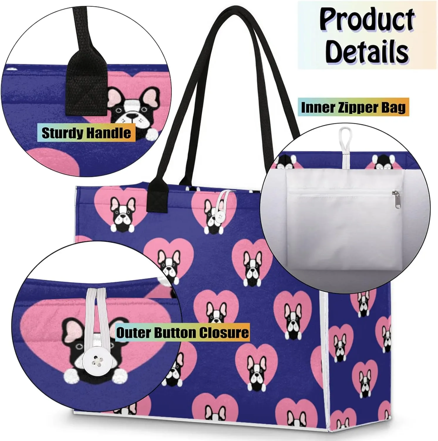 Tote Bag for Women Reusable Canvas Shoulder Bag