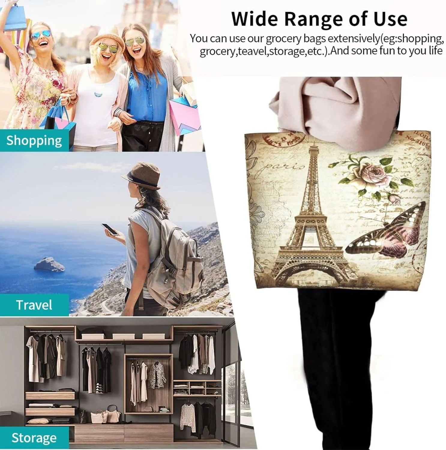 Tote Bag for Women,Large Beach Bag Reusable Grocery Bags Casual Shoulder Bag Handbags for Shopping Travel Work