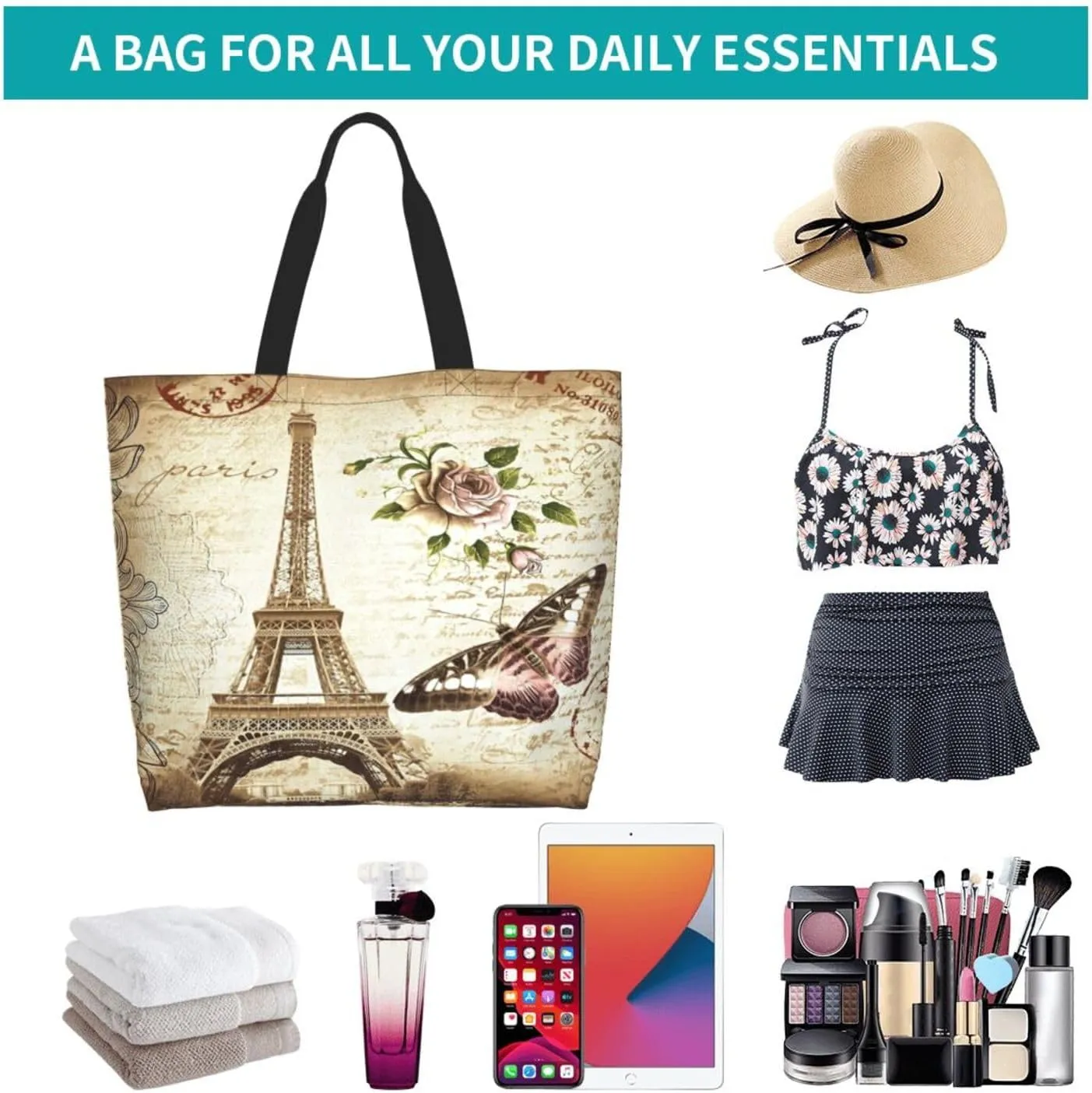 Tote Bag for Women,Large Beach Bag Reusable Grocery Bags Casual Shoulder Bag Handbags for Shopping Travel Work