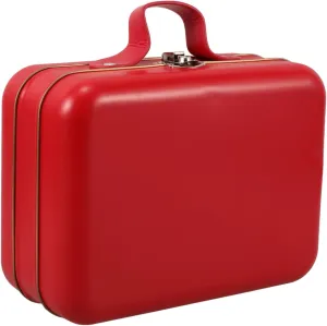Toy Storage Case Tinplate Suitcase Box for Makeup Electronics Tools Red Handbag Tin Portable Sturdy