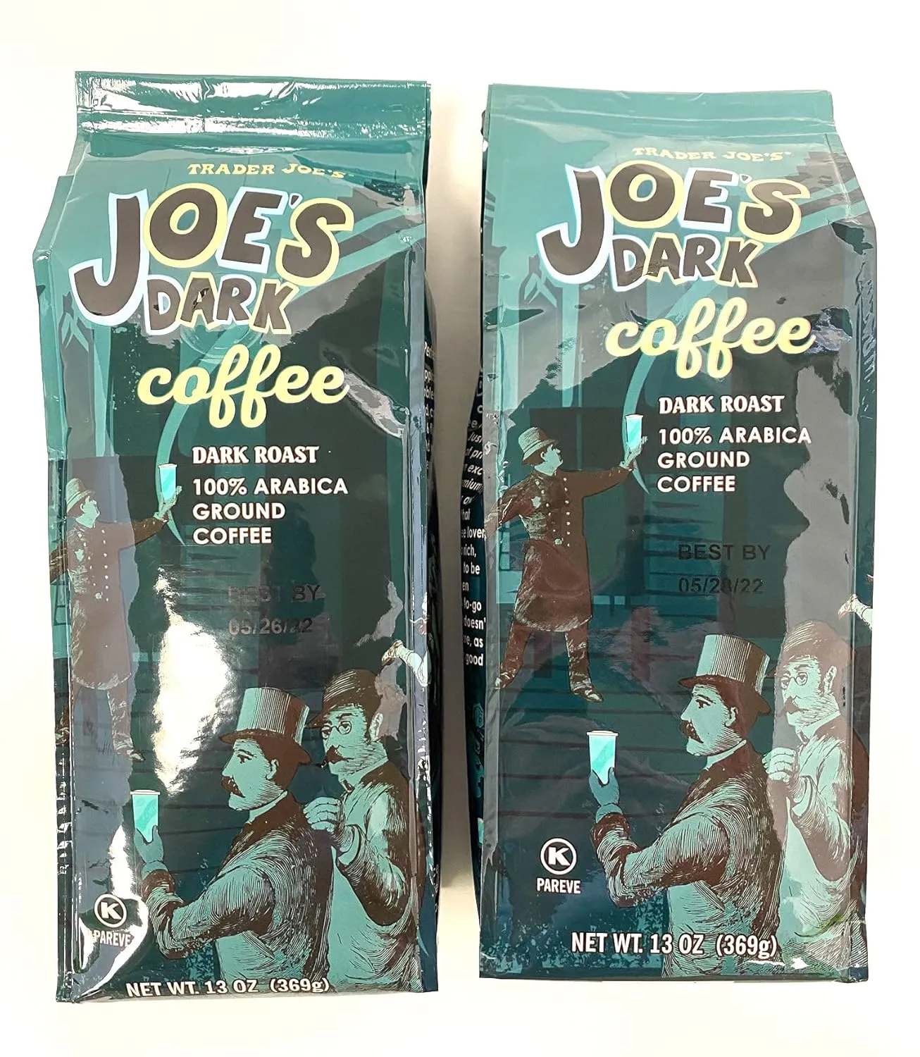 Trader Joe's Dark Roast Coffee 100% Arabica Ground 13 oz (Pack of 2)